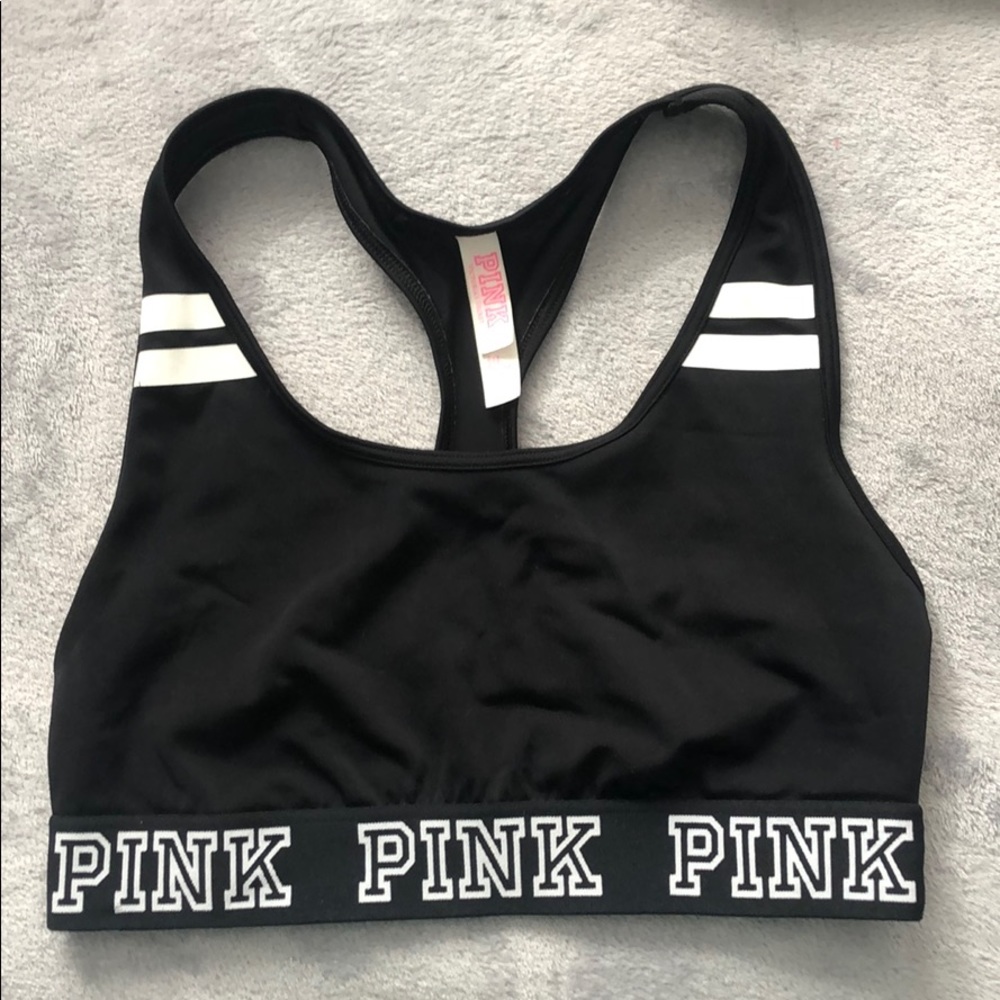 PINK black dry wick sports bra unlined